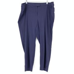 Lane Bryant Pants Womens Size 24 Blue Pinstripe Trouser Mid Rise Pockets Cropped
